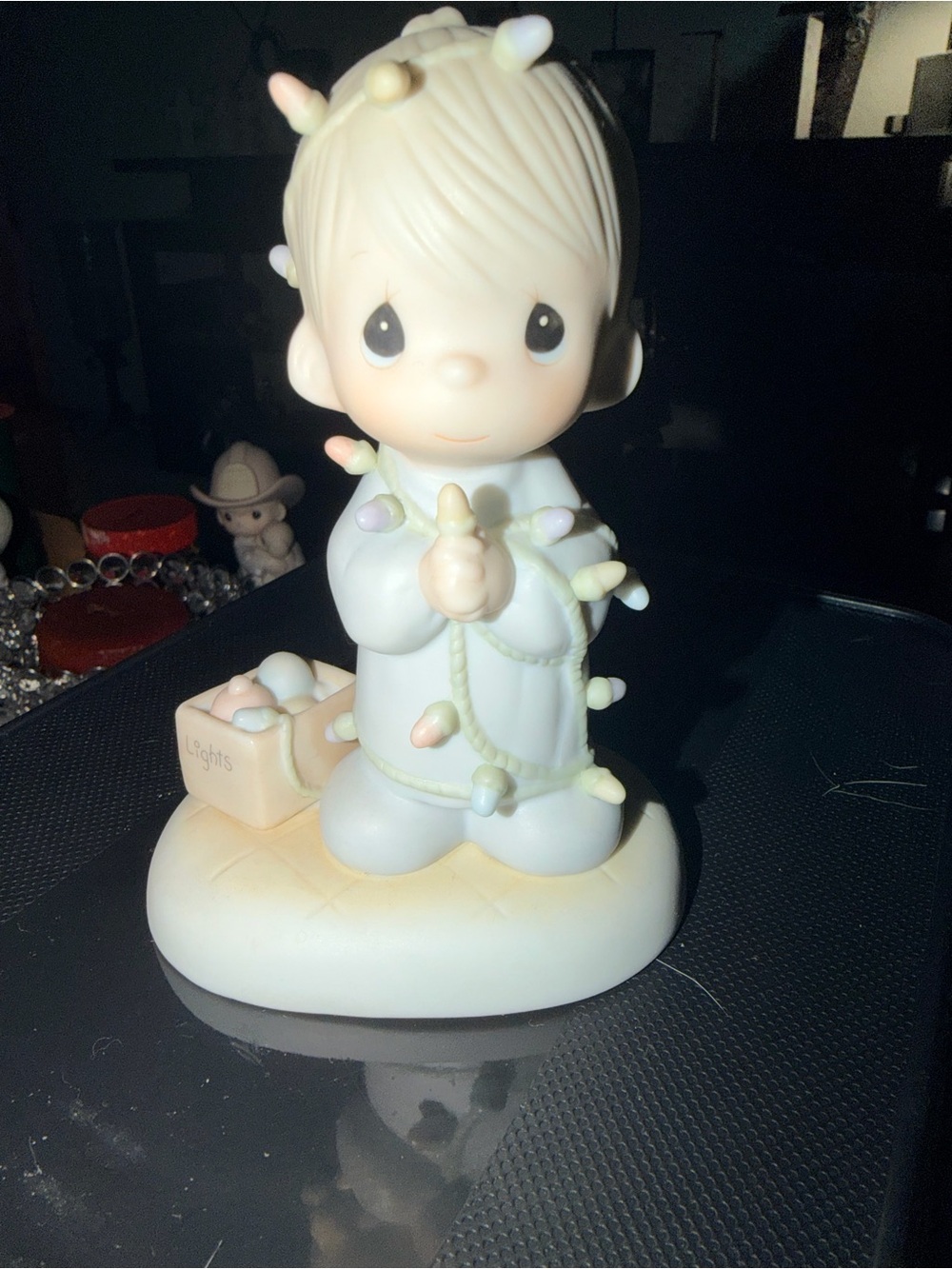 Precious Moments Cream Figurine with Pastel Lights